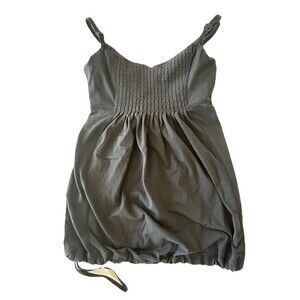 Lululemon Black Gathered Bubble Hem Tank Top Built In Bra Womens Size 2